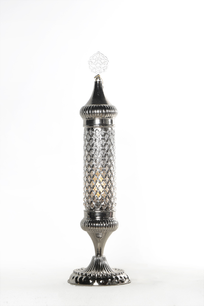 Nickel Design Long Blown Glass Table Lamp